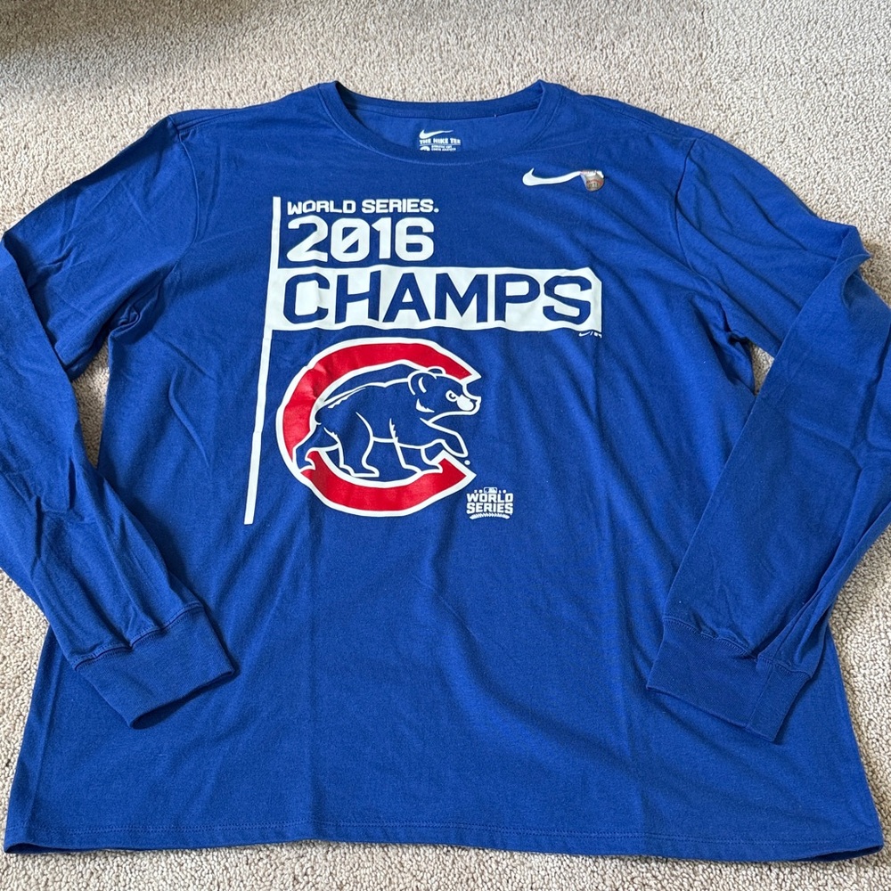 Nike Blue 2016 Chicago Cubs World Series Champs Long Sleeve Shirt